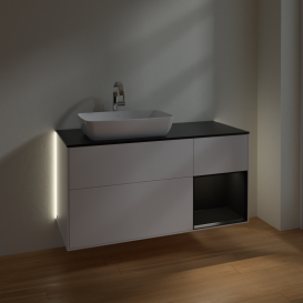 Тумба под раковину Villeroy & Boch Finion 120х50,1 см с подсветкой МДФ белый матовый лак/стекло черное матовое G812PDMT
