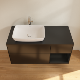 Тумба под раковину Villeroy & Boch Finion 120х50,1 см с подсветкой МДФ черный матовый лак/стекло черное матовое G812PDPD