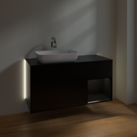 Тумба под раковину Villeroy & Boch Finion 120х50,1 см с подсветкой МДФ черный матовый лак/стекло черное матовое G812PDPD