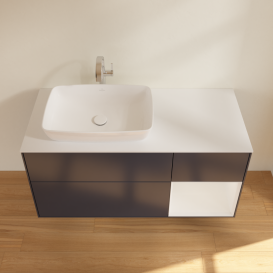 Тумба под раковину Villeroy & Boch Finion 120х50,1 см с подсветкой МДФ темно-синий матовый лак/стекло белое матовое G811GFHG