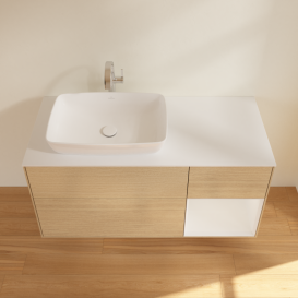 Тумба под раковину Villeroy & Boch Finion 120х50,1 см с подсветкой МДФ шпон дуба/стекло белое матовое G811GFPC