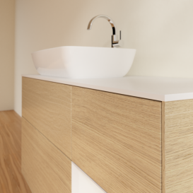 Тумба под раковину Villeroy & Boch Finion 120х50,1 см с подсветкой МДФ шпон дуба/стекло белое матовое G811GFPC