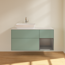 Тумба под раковину Villeroy & Boch Finion 120х50,1 см с подсветкой МДФ оливковый матовый лак/стекло белое матовое G811GKGM