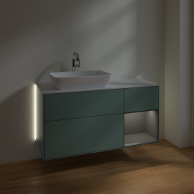 Тумба под раковину Villeroy & Boch Finion 120х50,1 см с подсветкой МДФ оливковый матовый лак/стекло белое матовое G811GKGM