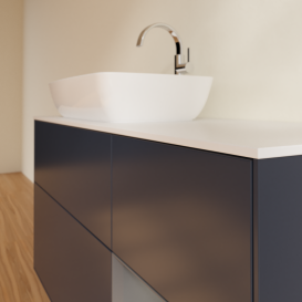 Тумба под раковину Villeroy & Boch Finion 120х50,1 см с подсветкой МДФ темно-синий матовый лак/стекло белое матовое G811GKHG