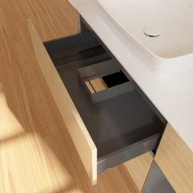 Тумба під раковину Villeroy & Boch Finion 120х50,1 см із підсвічуванням МДФ шпон дуба/скло біле матове G811GKPC