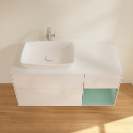 Тумба под раковину Villeroy & Boch Finion 120х50,1 см с подсветкой МДФ глянцевый белый лак/стекло белое матовое G811GMGF