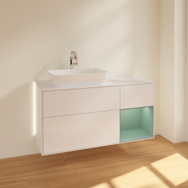 Тумба под раковину Villeroy & Boch Finion 120х50,1 см с подсветкой МДФ глянцевый белый лак/стекло белое матовое G811GMGF