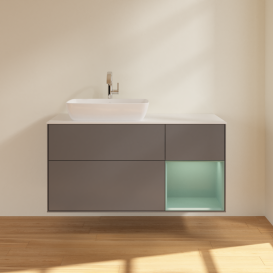 Тумба под раковину Villeroy & Boch Finion 120х50,1 см с подсветкой МДФ антрацит матовый лак/стекло белое матовое G811GMGK