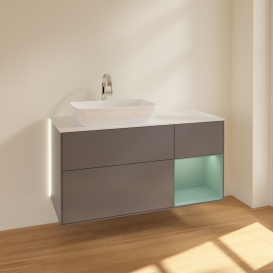 Тумба под раковину Villeroy & Boch Finion 120х50,1 см с подсветкой МДФ антрацит матовый лак/стекло белое матовое G811GMGK