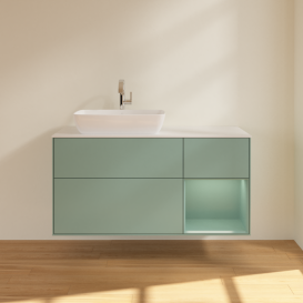 Тумба под раковину Villeroy & Boch Finion 120х50,1 см с подсветкой МДФ оливковый матовый лак/стекло белое матовое G811GMGM