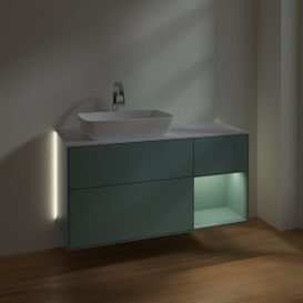 Тумба под раковину Villeroy & Boch Finion 120х50,1 см с подсветкой МДФ оливковый матовый лак/стекло белое матовое G811GMGM