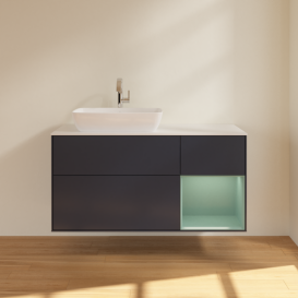 Тумба под раковину Villeroy & Boch Finion 120х50,1 см с подсветкой МДФ темно-синий матовый лак/стекло белое матовое G811GMHG