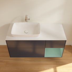 Тумба под раковину Villeroy & Boch Finion 120х50,1 см с подсветкой МДФ темно-синий матовый лак/стекло белое матовое G811GMHG