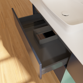 Тумба под раковину Villeroy & Boch Finion 120х50,1 см с подсветкой МДФ темно-синий матовый лак/стекло белое матовое G811GMHG