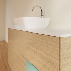 Тумба под раковину Villeroy & Boch Finion 120х50,1 см с подсветкой МДФ шпон дуба/стекло белое матовое G811GMPC