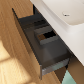 Тумба под раковину Villeroy & Boch Finion 120х50,1 см с подсветкой МДФ черный матовый лак/стекло белое матовое G811GMPD