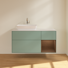 Тумба под раковину Villeroy & Boch Finion 120х50,1 см с подсветкой МДФ оливковый матовый лак/стекло белое матовое G811GNGM