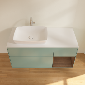 Тумба под раковину Villeroy & Boch Finion 120х50,1 см с подсветкой МДФ оливковый матовый лак/стекло белое матовое G811GNGM