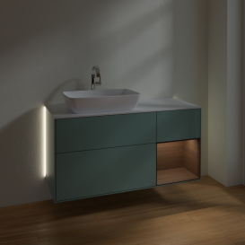 Тумба под раковину Villeroy & Boch Finion 120х50,1 см с подсветкой МДФ оливковый матовый лак/стекло белое матовое G811GNGM