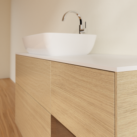 Тумба под раковину Villeroy & Boch Finion 120х50,1 см с подсветкой МДФ шпон дуба/стекло белое матовое G811GNPC