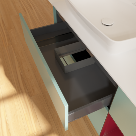 Тумба під раковину Villeroy & Boch Finion 120х50,1 см із підсвічуванням МДФ оливковий матовий лак/скло біле матове G811HBGM