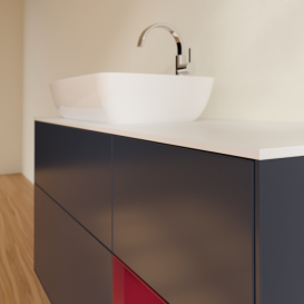 Тумба под раковину Villeroy & Boch Finion 120х50,1 см с подсветкой МДФ темно-синий матовый лак/стекло белое матовое G811HBHG