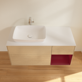 Тумба под раковину Villeroy & Boch Finion 120х50,1 см с подсветкой МДФ шпон дуба/стекло белое матовое G811HBPC