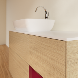 Тумба под раковину Villeroy & Boch Finion 120х50,1 см с подсветкой МДФ шпон дуба/стекло белое матовое G811HBPC