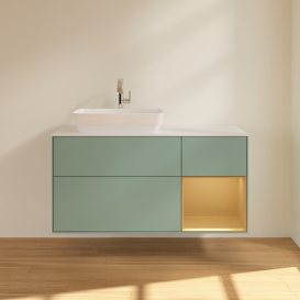 Тумба под раковину Villeroy & Boch Finion 120х50,1 см с подсветкой МДФ оливковый матовый лак/стекло белое матовое G811HFGM