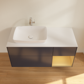 Тумба под раковину Villeroy & Boch Finion 120х50,1 см с подсветкой МДФ темно-синий матовый лак/стекло белое матовое G811HFHG