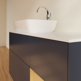 Тумба под раковину Villeroy & Boch Finion 120х50,1 см с подсветкой МДФ темно-синий матовый лак/стекло белое матовое G811HFHG