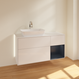 Тумба під раковину Villeroy & Boch Finion 120х50,1 см з підсвіткою МДФ білий глянцевий лак/скло біле матове G811HGGF