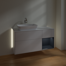 Тумба під раковину Villeroy & Boch Finion 120х50,1 см з підсвіткою МДФ білий глянцевий лак/скло біле матове G811HGGF