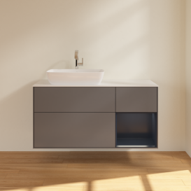 Тумба под раковину Villeroy & Boch Finion 120х50,1 см с подсветкой МДФ антрацит матовый лак/стекло белое матовое G811HGGK