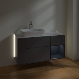Тумба под раковину Villeroy & Boch Finion 120х50,1 см с подсветкой МДФ антрацит матовый лак/стекло белое матовое G811HGGK