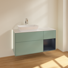 Тумба под раковину Villeroy & Boch Finion 120х50,1 см с подсветкой МДФ оливковый матовый лак/стекло белое G811HGGM