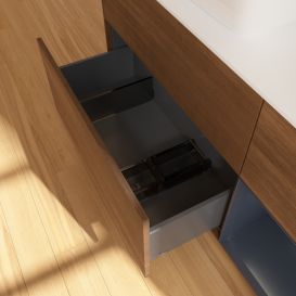 Тумба під раковину Villeroy & Boch Finion 120х50,1 см із підсвічуванням МДФ шпон волоського горіха/скло біле матове G811HGGN