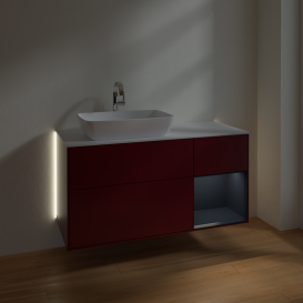 Тумба под раковину Villeroy & Boch Finion 120х50,1 см с подсветкой МДФ пион матовый лак/стекло белое матовое G811HGHB