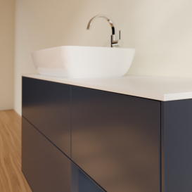 Тумба под раковину Villeroy & Boch Finion 120х50,1 см с подсветкой МДФ темно-синий матовый лак/стекло белое матовое G811HGHG