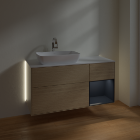 Тумба под раковину Villeroy & Boch Finion 120х50,1 см с подсветкой МДФ шпон дуба/стекло белое матовое G811HGPC