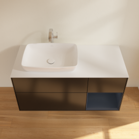 Тумба под раковину Villeroy & Boch Finion 120х50,1 см с подсветкой МДФ черный матовый лак/стекло белое матовое G811HGPD