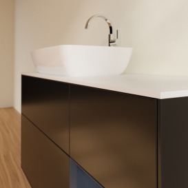 Тумба под раковину Villeroy & Boch Finion 120х50,1 см с подсветкой МДФ черный матовый лак/стекло белое матовое G811HGPD