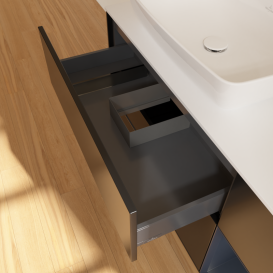 Тумба под раковину Villeroy & Boch Finion 120х50,1 см с подсветкой МДФ черный матовый лак/стекло белое матовое G811HGPD