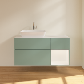 Тумба под раковину Villeroy & Boch Finion 120х50,1 см с подсветкой МДФ оливковый матовый лак/стекло белое матовое G811MTGM