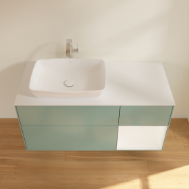 Тумба под раковину Villeroy & Boch Finion 120х50,1 см с подсветкой МДФ оливковый матовый лак/стекло белое матовое G811MTGM