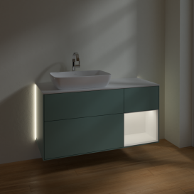 Тумба под раковину Villeroy & Boch Finion 120х50,1 см с подсветкой МДФ оливковый матовый лак/стекло белое матовое G811MTGM