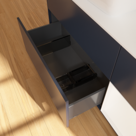 Тумба під раковину Villeroy & Boch Finion 120х50,1 см із підсвічуванням МДФ темно-синій матовий лак/скло біле матове G811MTHG