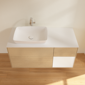 Тумба під раковину Villeroy & Boch Finion 120х50,1 см з підсвічуванням МДФ шпон дуба/скло біле матове G811MTPC