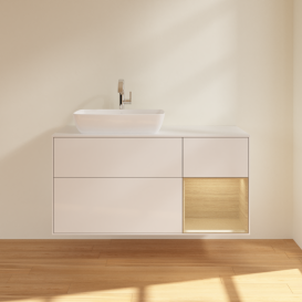 Тумба под раковину Villeroy & Boch Finion 120х50,1 см с подсветкой МДФ глянцевый белый лак/стекло белое матовое G811PCGF